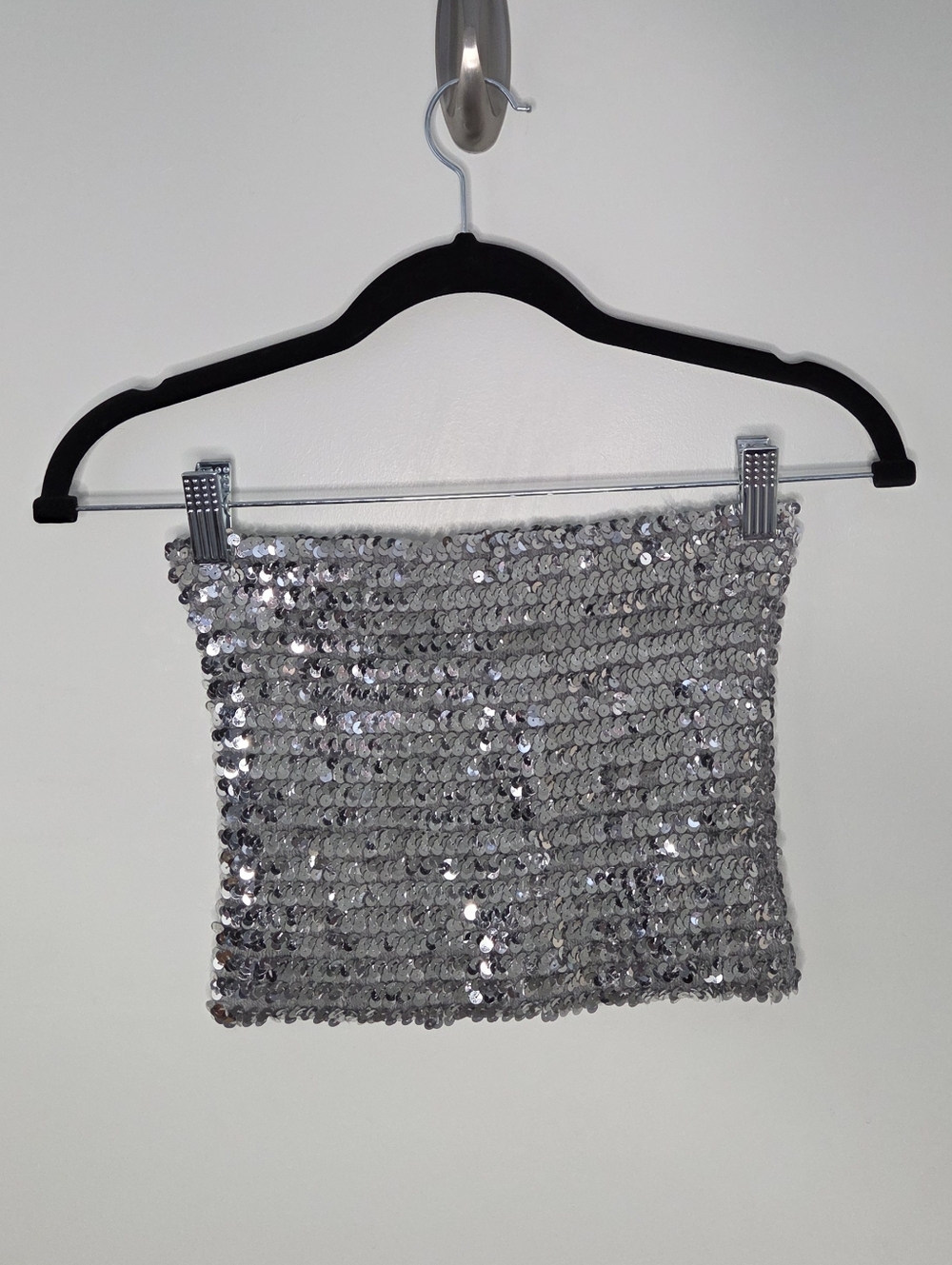 A. BROD Vintage 70s USA Made Silver OSFM Sequined Toppettes Tube Top